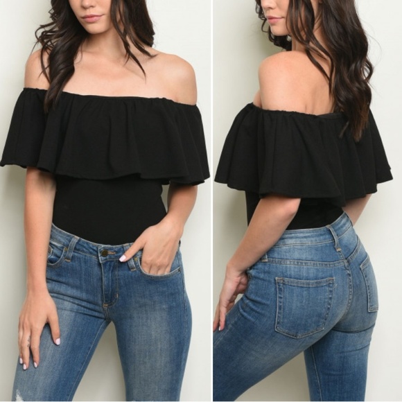 Trend Setter Diva Tops - OFF SHOULDER RUFFLE BODYSUIT